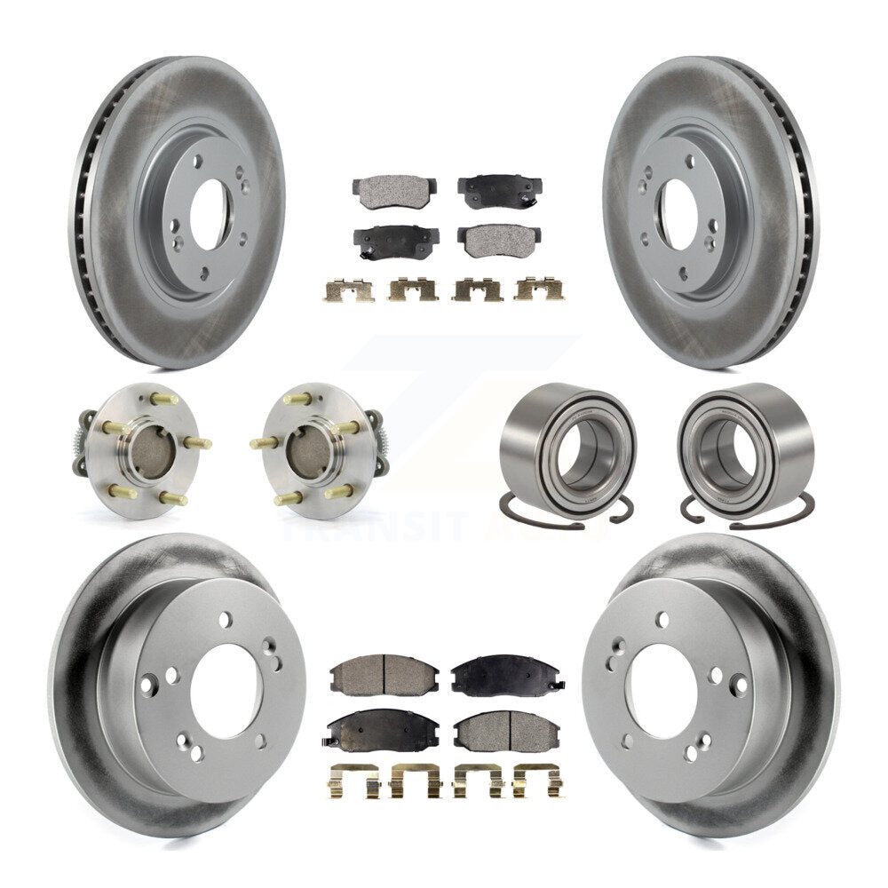 Hub Bearing Coated Disc Brake Rotor Pads Front Rear Kit (10Pc) For Hyundai XG350