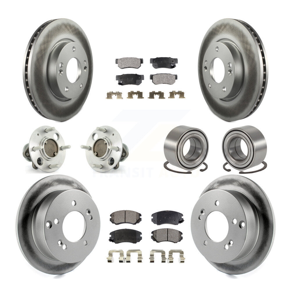 Hub Bearing Coated Disc Brake Rotor Pad Front Rear Kit (10Pc) For Hyundai Sonata
