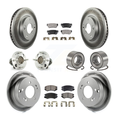 Hub Bearing Coated Disc Brake Rotor Pad Front Rear Kit (10Pc) For Hyundai Sonata