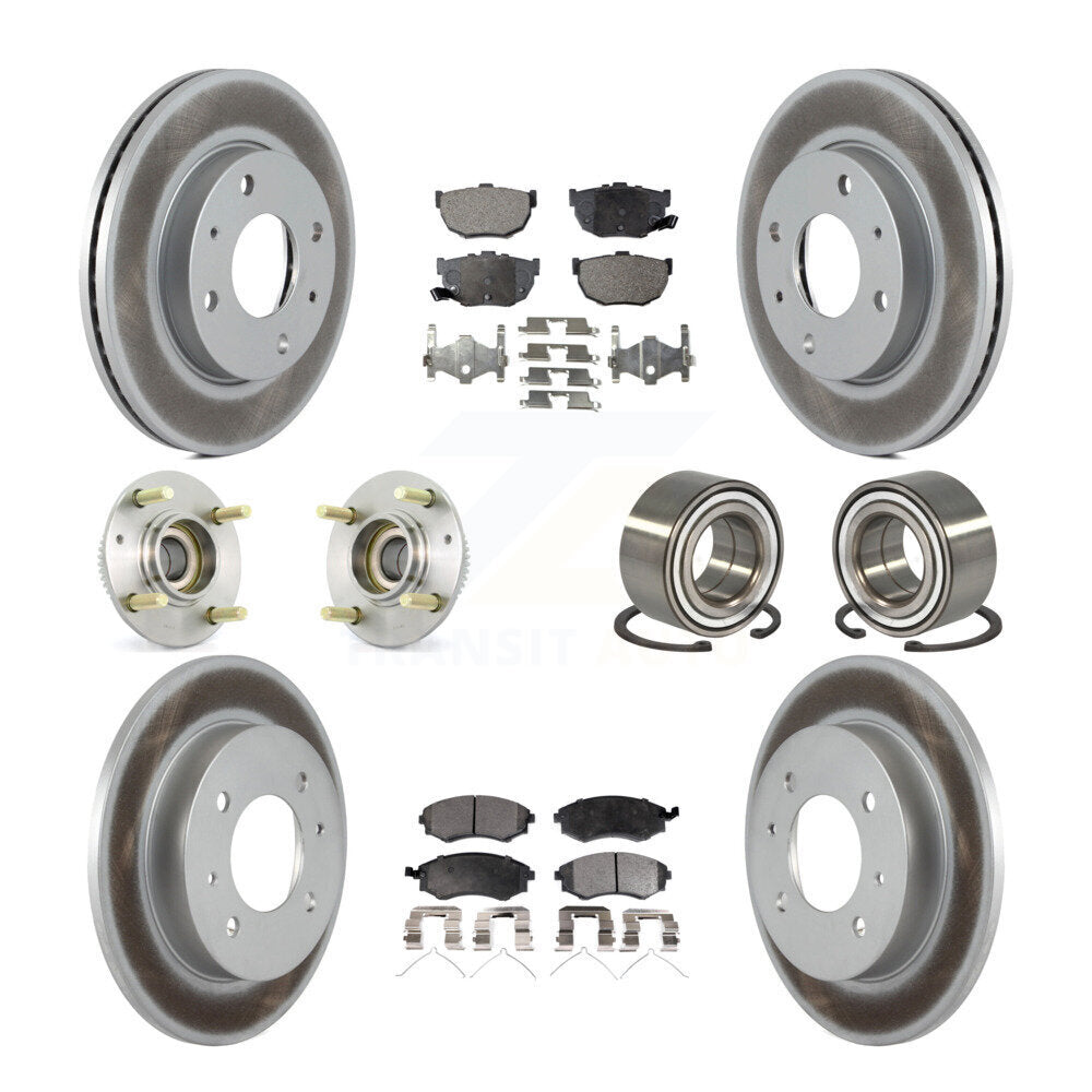 Hub Bearing Coated Brake Rotor And Pad Front Rear Kit (10Pc) For Hyundai Elantra