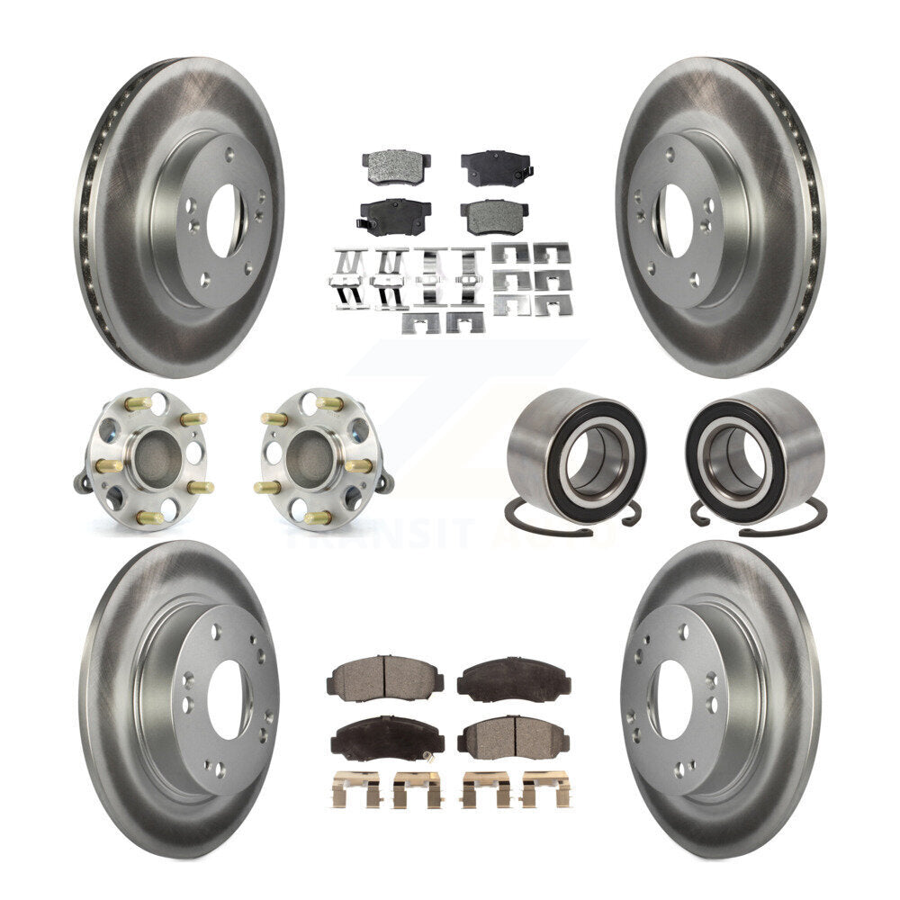 Hub Bearing Coated Disc Brake Rotor And Pads Front Rear Kit (10Pc) For Acura CSX