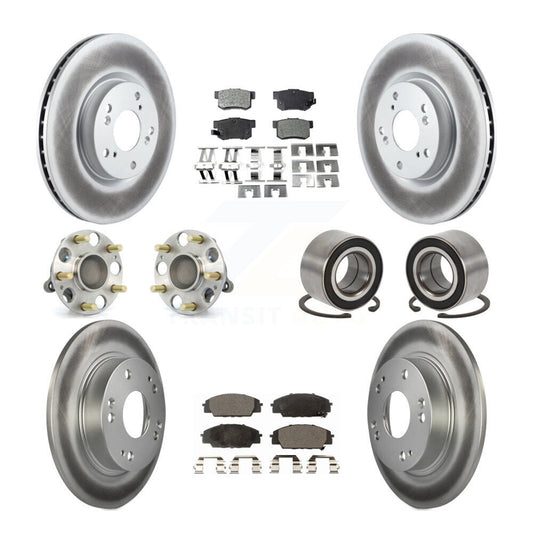Hub Bearing Coat Brake Rotor Pad Front Rear Kit (10Pc) For Honda Civic Acura CSX
