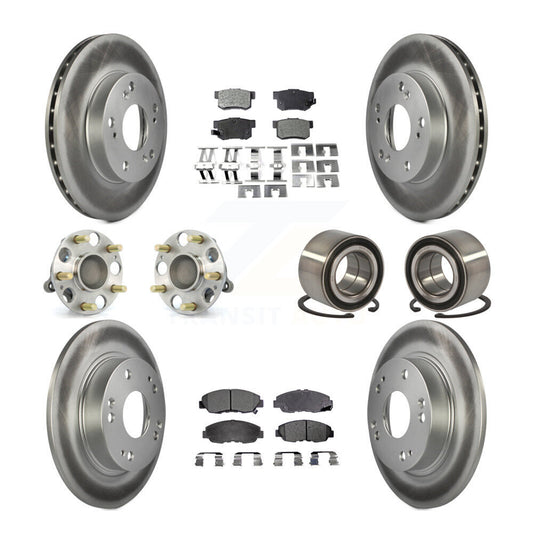 Hub Bearing Coated Disc Brake Rotor & Pads Front Rear Kit (10Pc) For Honda Civic