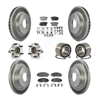 Hub Bearing Coated Disc Brake Rotor & Pads Front Rear Kit (10Pc) For Honda Civic