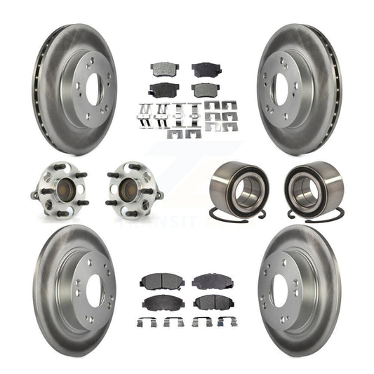 Hub Bearing Coated Disc Brake Rotor & Pads Front Rear Kit (10Pc) For Honda Civic
