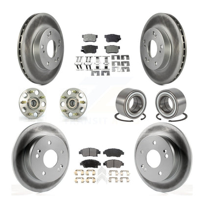 Hub Bearing Coat Brake Rotor Pad Front Rear Kit (10Pc) For Honda Civic Acura RSX