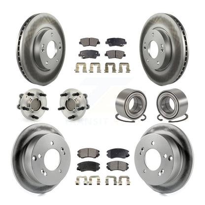 Hub Bearing Coated Disc Brake Rotor Pad Front Rear Kit (10Pc) For Hyundai Sonata