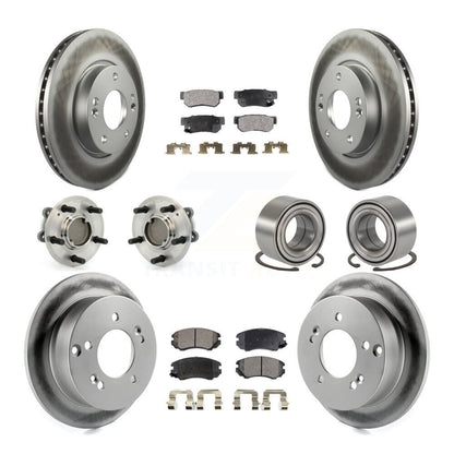 Hub Bearing Coated Brake Rotor Pads Front Rear Kit (10Pc) For Hyundai Sonata Kia