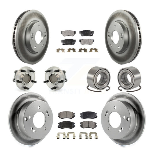 Hub Bearing Coated Brake Rotor Pads Front Rear Kit (10Pc) For Hyundai Sonata Kia