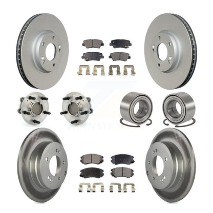 Hub Bearing Coated Disc Brake Rotor Pad Front Rear Kit (10Pc) For Hyundai Sonata