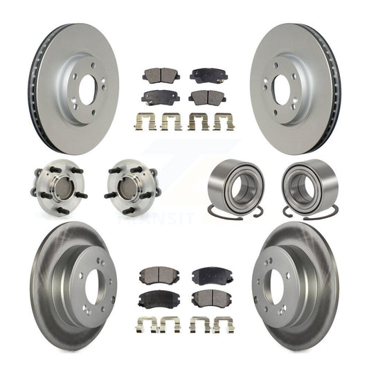 Hub Bearing Coated Disc Brake Rotor Pad Front Rear Kit (10Pc) For Hyundai Sonata