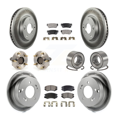 Hub Bearing Coated Brake Rotor Pads Front Rear Kit (10Pc) For Hyundai Sonata Kia