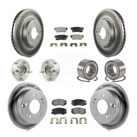 Hub Bearing Coated Brake Rotor Pads Front Rear Kit (10Pc) For Hyundai Tucson Kia