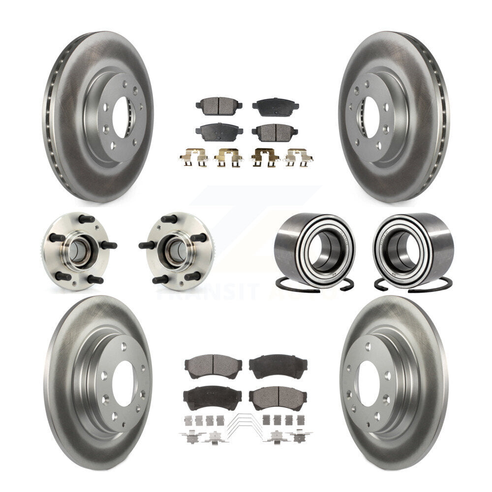 Hub Bearing Coated Brake Rotor Pad Front Rear Kit (10Pc) For Ford Fusion Mazda 6