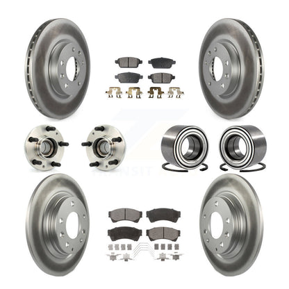Hub Bearing Coated Brake Rotor Pad Front Rear Kit (10Pc) For Ford Fusion Mazda 6