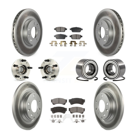 Hub Bearing Coated Brake Rotor Pad Front Rear Kit (10Pc) For Ford Fusion Mazda 6