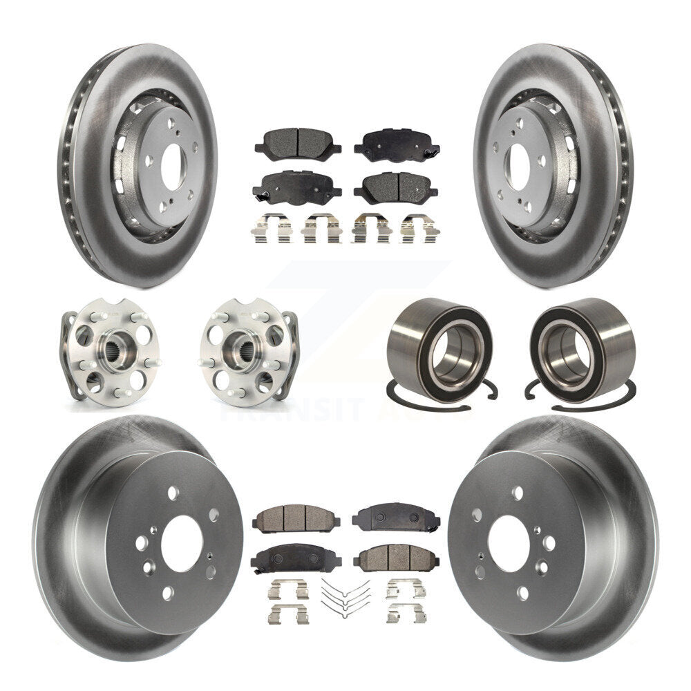 Hub Bearing Coated Brake Rotor & Pads Front Rear Kit (10Pc) For Toyota Venza AWD