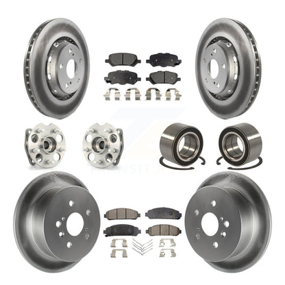 Hub Bearing Coated Brake Rotor & Pads Front Rear Kit (10Pc) For Toyota Venza AWD