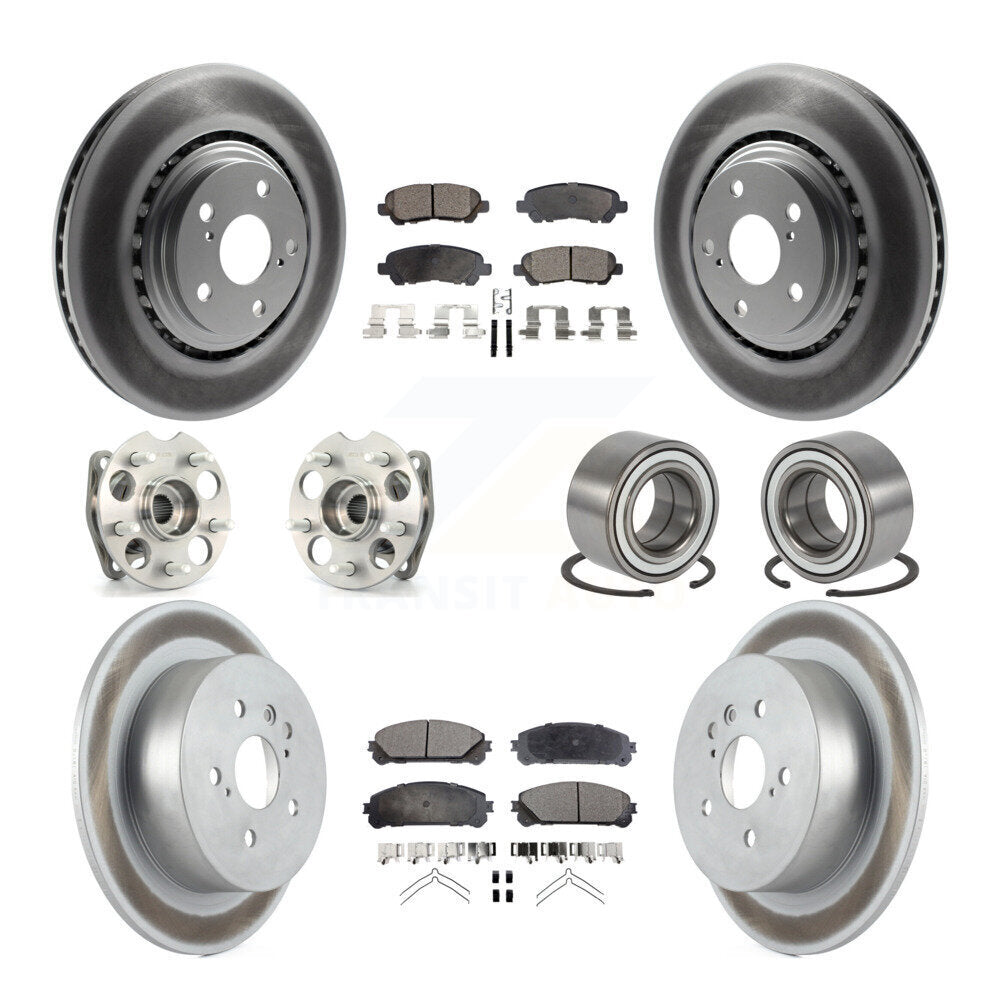 Hub Bearing Coat Brake Rotor Pad Front Rear Kit (10Pc) For Toyota Highlander AWD