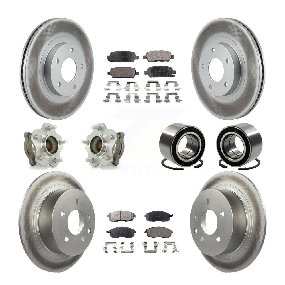 Hub Bearing Coated Disc Brake Rotor Pads Front Rear Kit (10Pc) For Nissan Altima