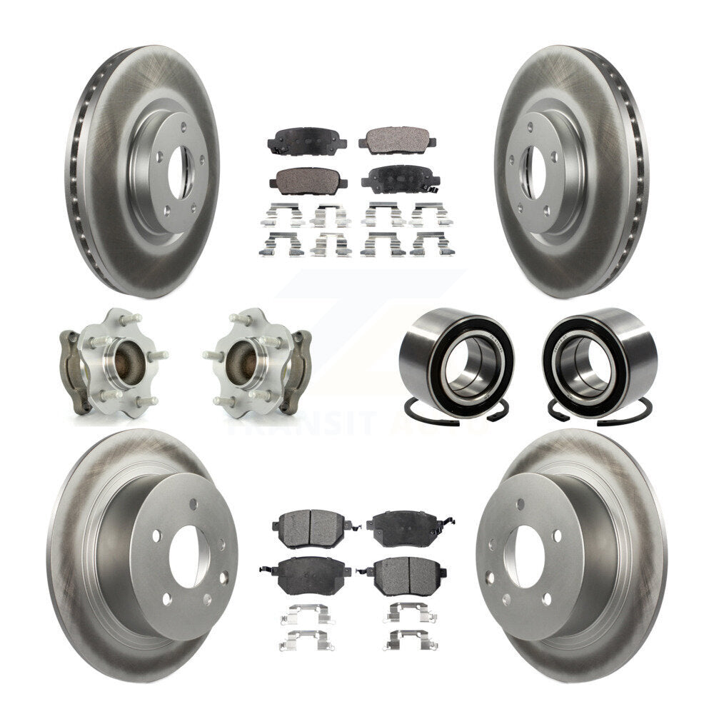 Hub Bearing Coat Brake Rotor Pads Front Rear Kit (10Pc) For Nissan Altima Maxima