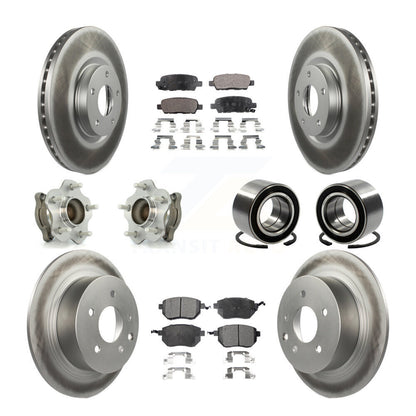 Hub Bearing Coat Brake Rotor Pads Front Rear Kit (10Pc) For Nissan Altima Maxima