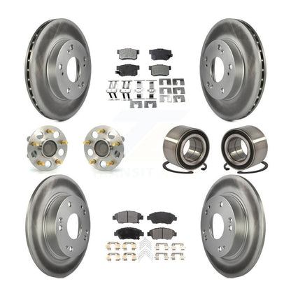 Hub Bearing Coated Disc Brake Rotor & Pads Front Rear Kit (10Pc) For Honda Civic
