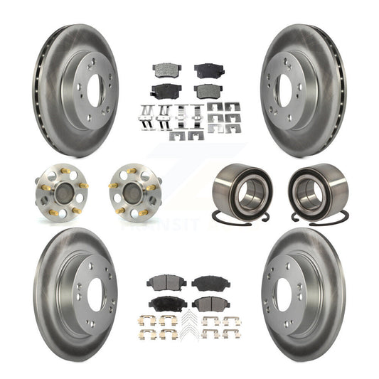 Hub Bearing Coated Disc Brake Rotor & Pads Front Rear Kit (10Pc) For Honda Civic