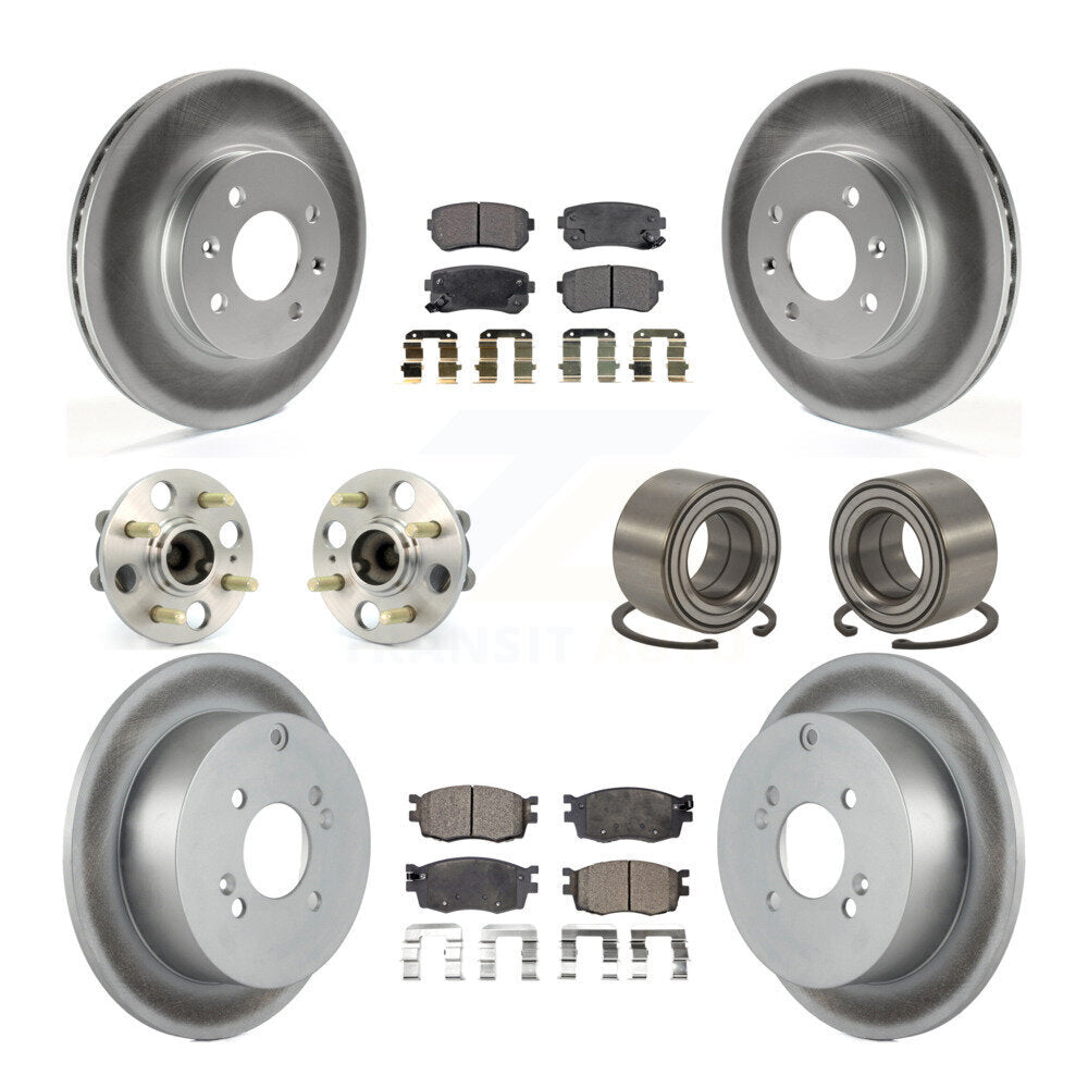 Hub Bearing Coated Brake Rotor Pads Front Rear Kit (10Pc) For Hyundai Accent Kia