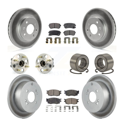 Hub Bearing Coated Brake Rotor Pads Front Rear Kit (10Pc) For Hyundai Accent Kia