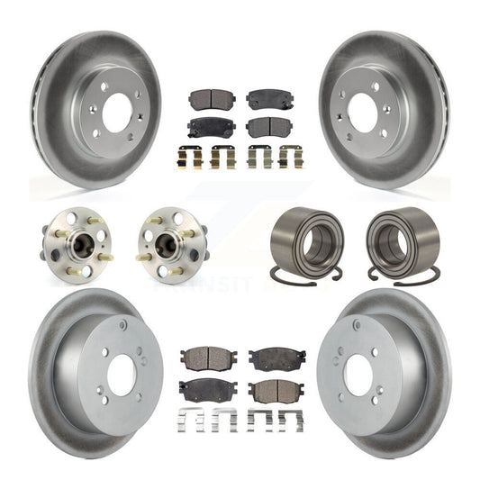 Hub Bearing Coated Brake Rotor Pads Front Rear Kit (10Pc) For Hyundai Accent Kia