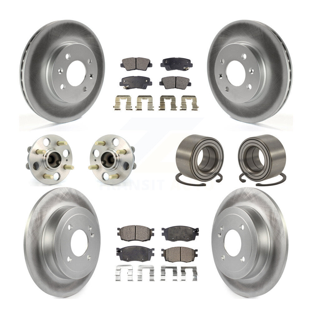 Hub Bearing Coated Disc Brake Rotor Pad Front Rear Kit (10Pc) For Hyundai Accent