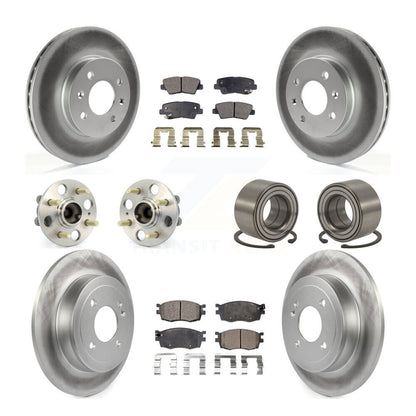 Hub Bearing Coated Disc Brake Rotor Pad Front Rear Kit (10Pc) For Hyundai Accent