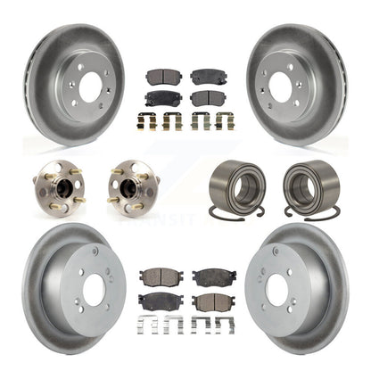 Hub Bearing Coated Brake Rotor Pads Front Rear Kit (10Pc) For Hyundai Accent Kia