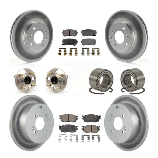 Hub Bearing Coated Brake Rotor Pads Front Rear Kit (10Pc) For Hyundai Accent Kia