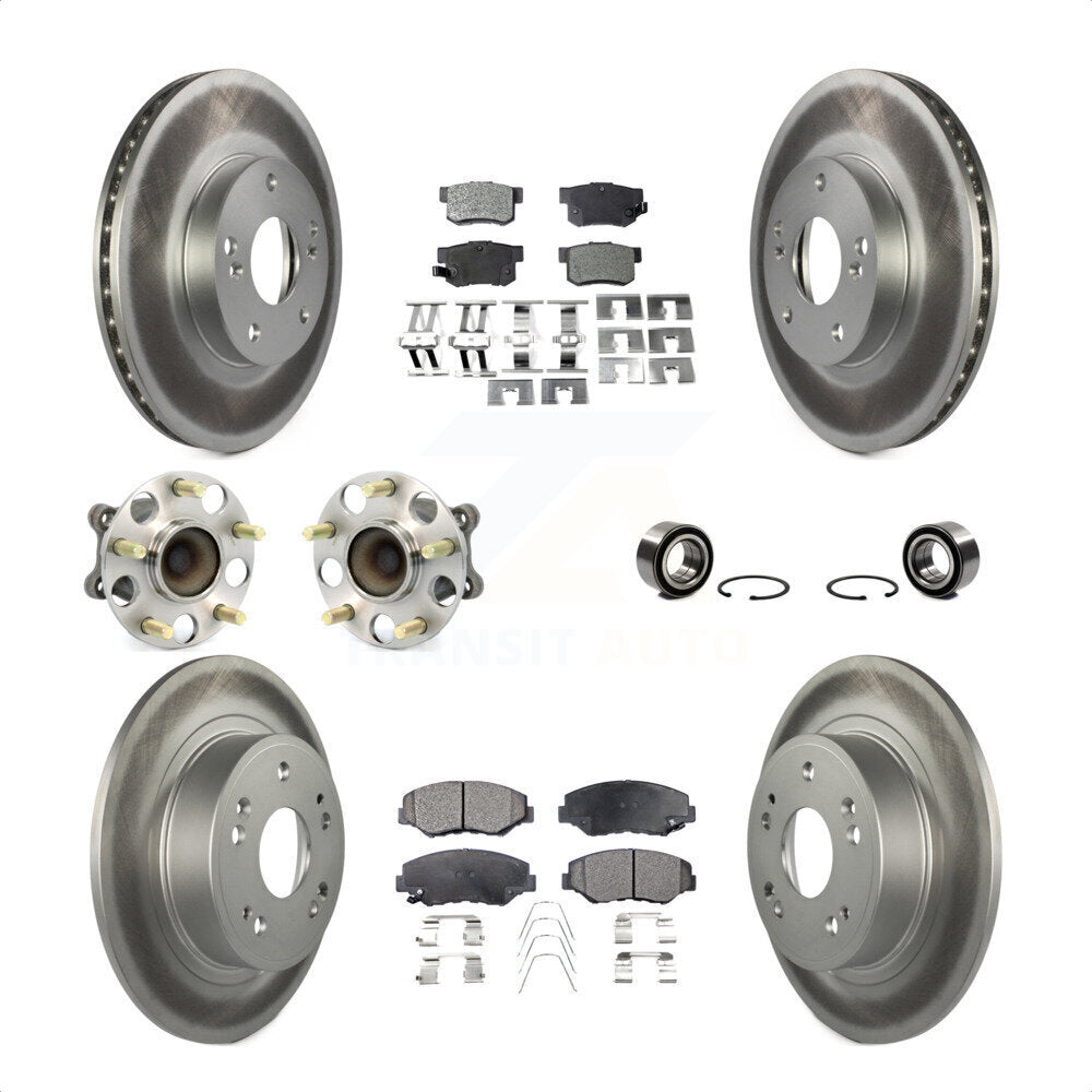 Hub Bearing Coated Disc Brake Rotor & Pad Front Rear Kit (10Pc) For Honda Accord