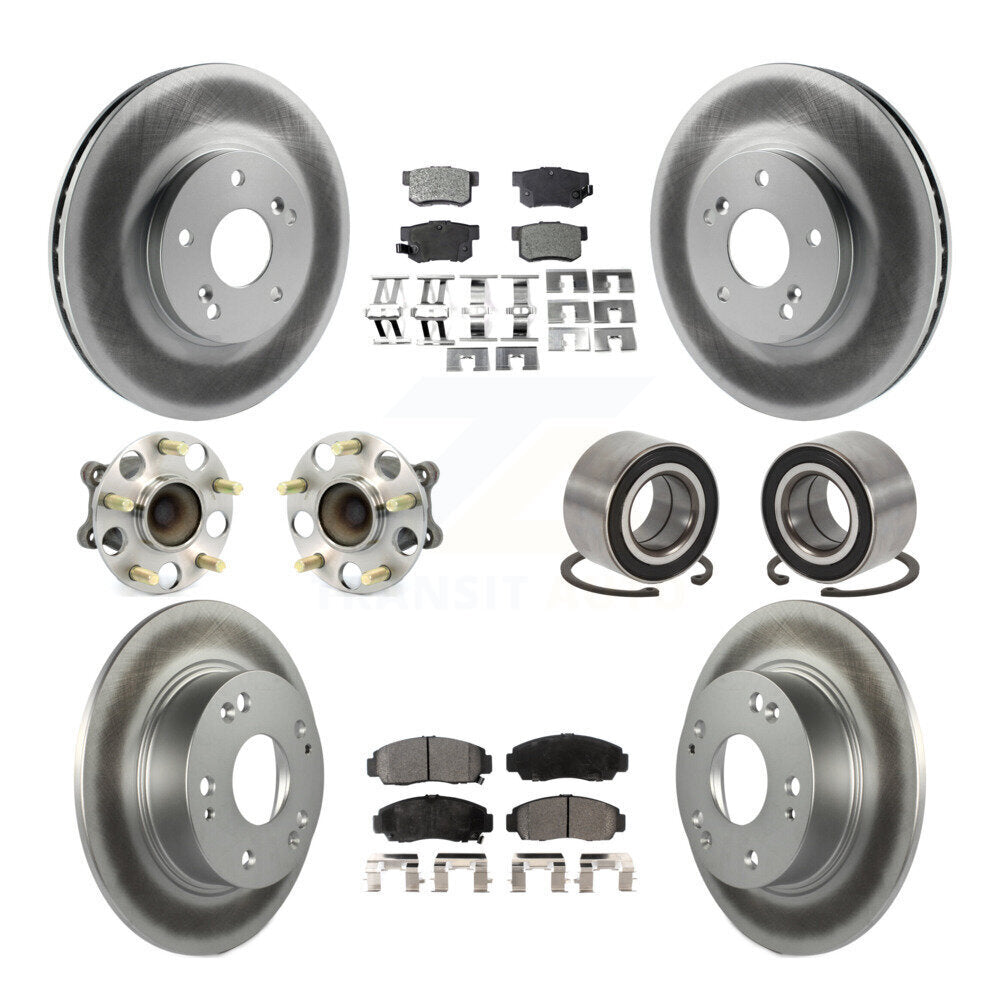 Hub Bearing Coated Brake Rotor Pad Front Rear Kit (10Pc) For 2004-2008 Acura TSX