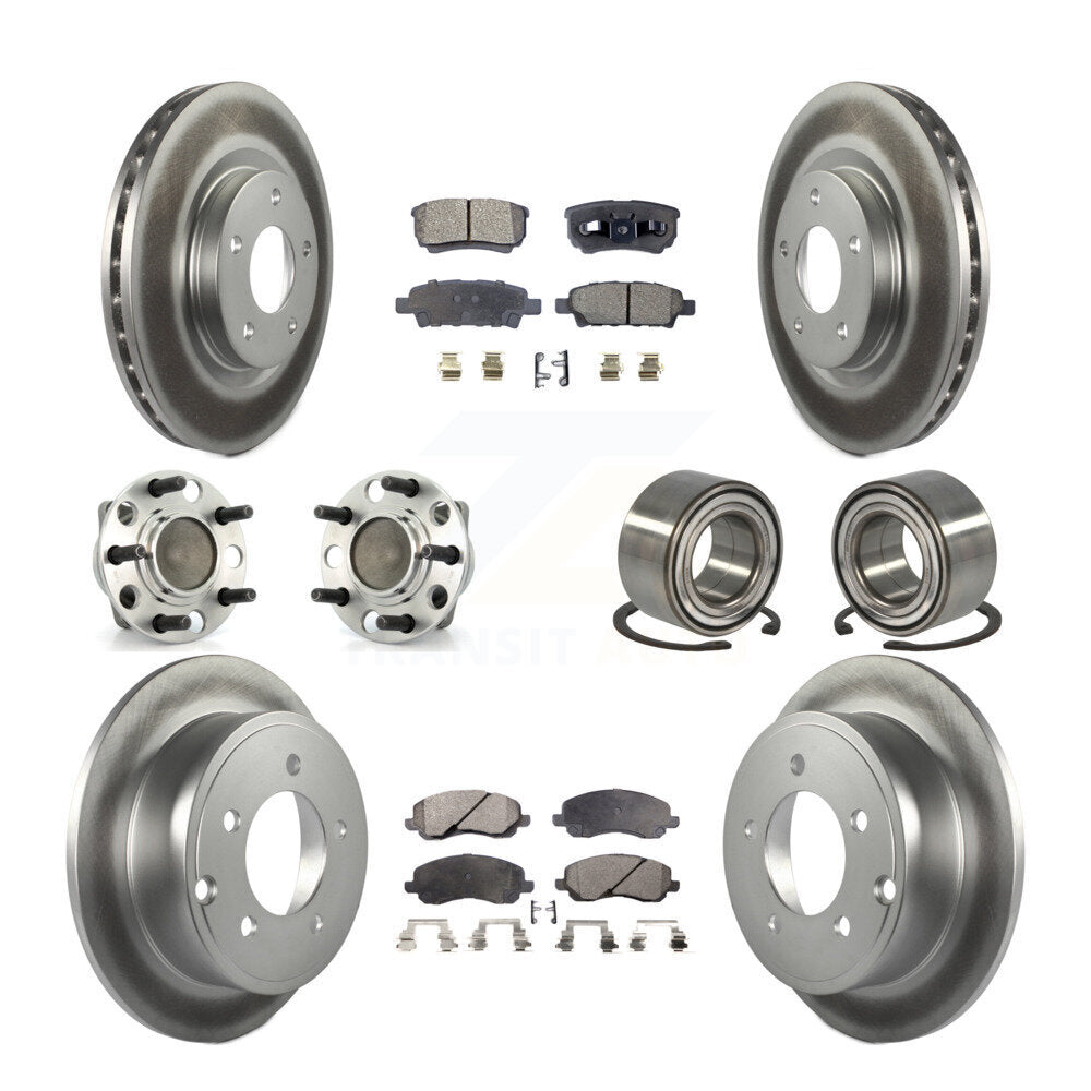 Hub Bearing Coated Disc Brake Rotor Pads Front Rear Kit (10Pc) For Dodge Caliber