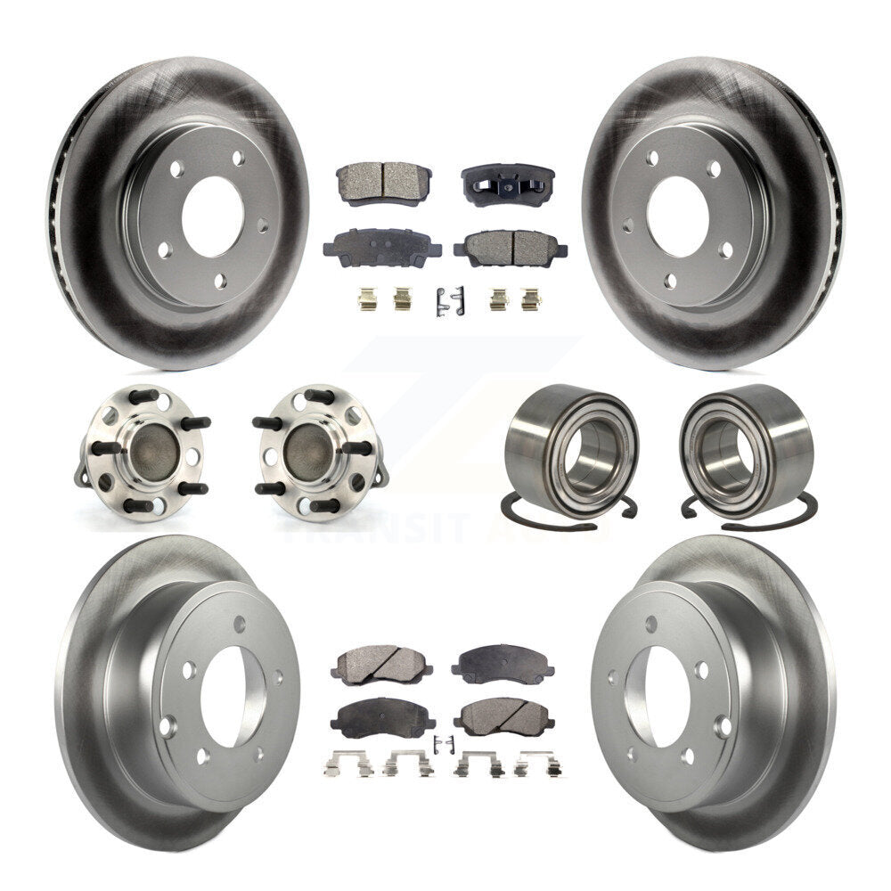 Hub Bearing Coated Disc Brake Rotor Pads Front Rear Kit (10Pc) For Dodge Caliber
