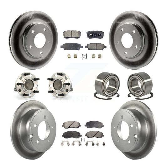 Hub Bearing Coated Disc Brake Rotor Pads Front Rear Kit (10Pc) For Dodge Caliber