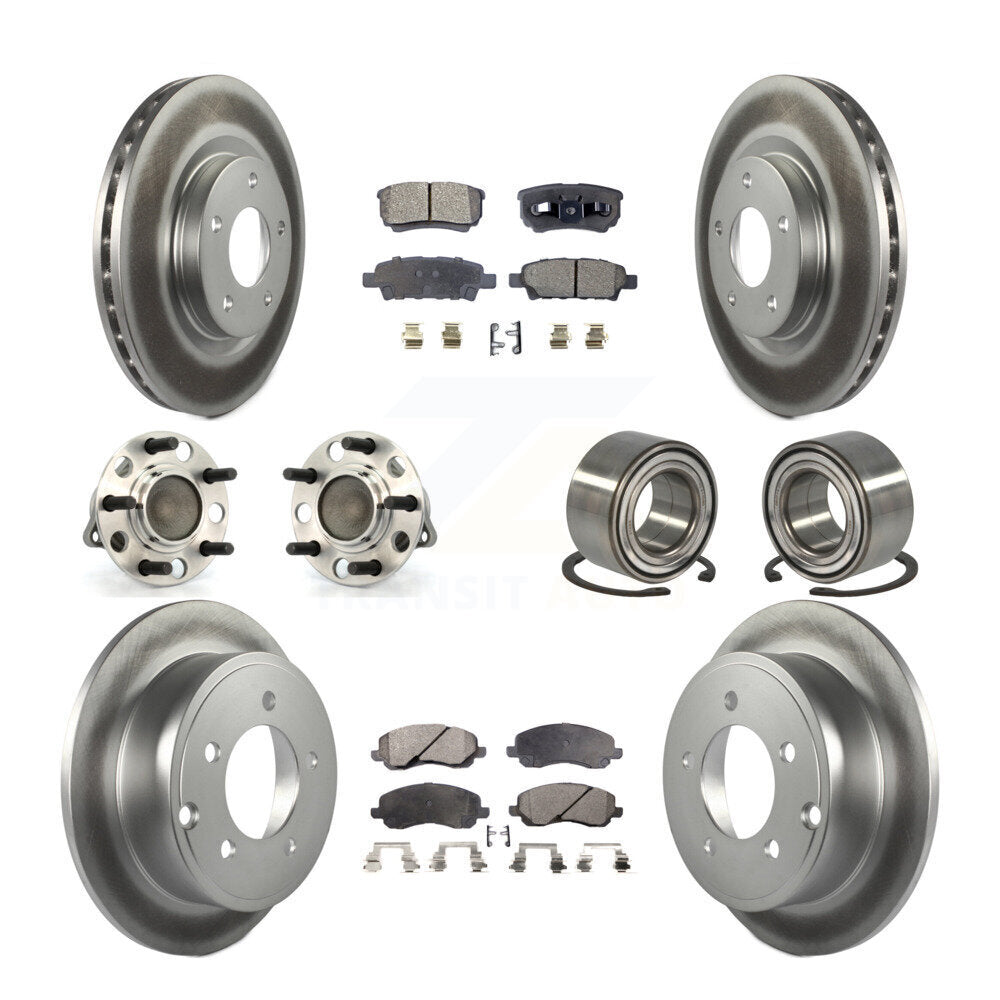 Hub Bearing Coat Brake Rotor Pads Front Rear Kit (10Pc) For Jeep Patriot Compass