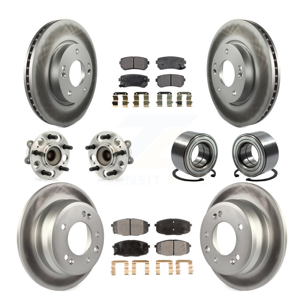 Hub Bearing Coated Brake Rotor And Pad Front Rear Kit (10Pc) For Hyundai Elantra