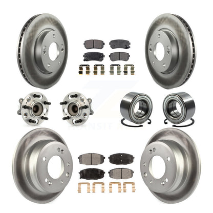 Hub Bearing Coated Brake Rotor And Pad Front Rear Kit (10Pc) For Hyundai Elantra
