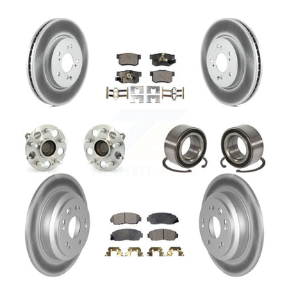 Hub Bearing Coated Brake Rotor & Pads Front Rear Kit (10Pc) For Honda Accord FWD