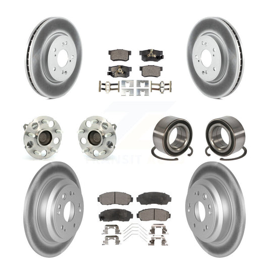 Hub Bearing Coated Brake Rotor Pad Front Rear Kit (10Pc) For Honda Crosstour FWD