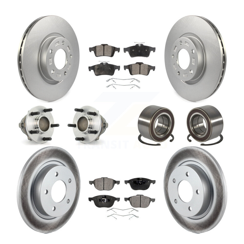 Hub Bearing Coated Disc Brake Rotor Pads Front Rear Kit (10Pc) For Mazda 3 Sport