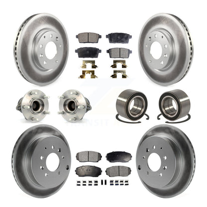 Hub Bearing Coat Brake Rotor Pads Front Rear Kit (10Pc) For 07-12 Mazda CX-7 FWD