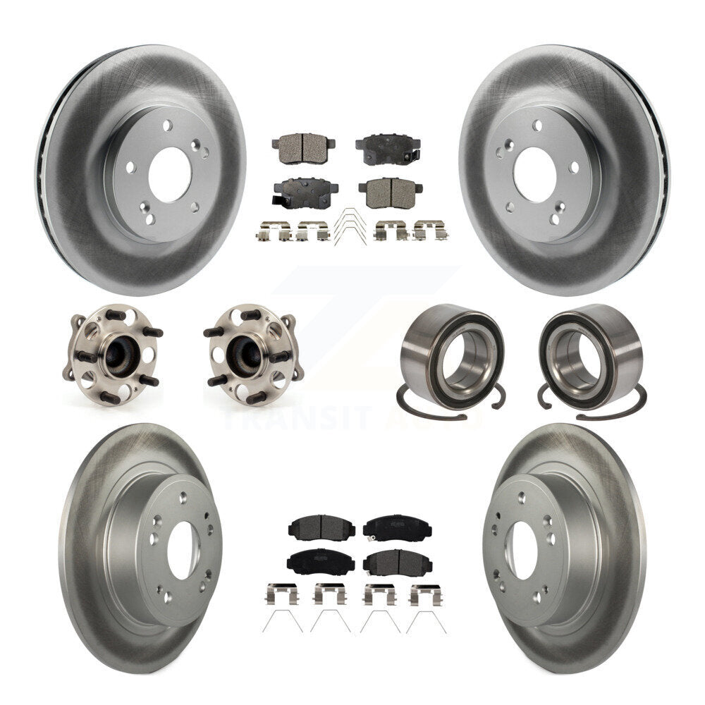 Hub Bearing Coated Brake Rotor Pads Front Rear Kit (10Pc) For Honda Accord Acura