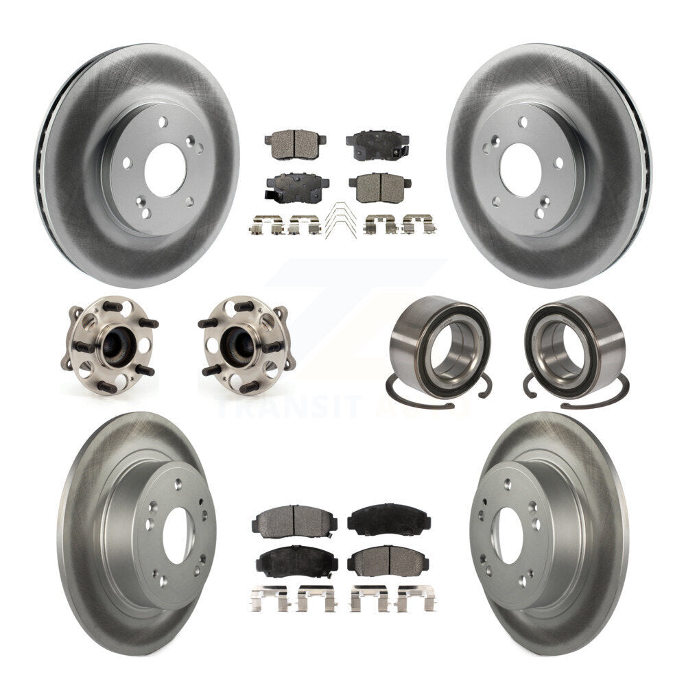 Hub Bearing Coated Brake Rotor Pads Front Rear Kit (10Pc) For Honda Accord Acura