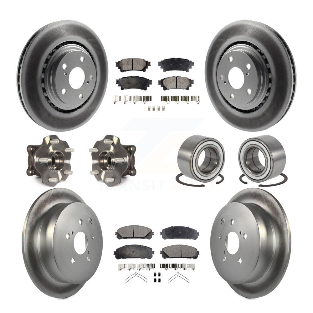 Hub Bearing Coated Brake Rotor & Pad Front Rear Kit (10Pc) For Toyota Highlander